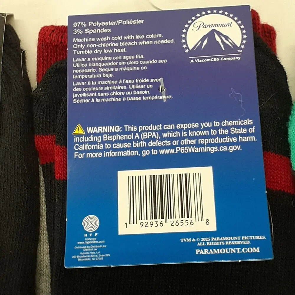 Classic Movie Variety Pack Novelty Men Crew Socks 6 Pair Size 6-12 NWT